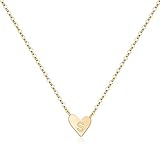 MONOOC Little Girls Heart Initial Necklace, Letter S Alphabet Heart Necklace 14K Gold Plated Tiny Kids Jewelry Toddler Necklace Baby Jewelry for Infant Girls Gifts