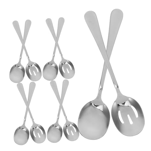 KICHOUSE 1Set Stainless Steel Serving Spoon Includes Slotted Spoons and Serving Spoons for Parties Dinners Catering and Banquets and Elegant Serving Utensils