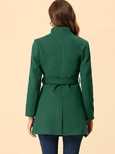 Image of Allegra K Women's Winter Elegant Stand Collar Overcoat Long Belted Pea Coat
