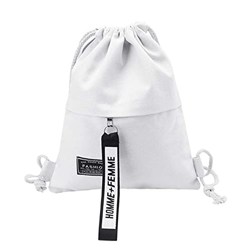 LIYGHFRTIO Segeltuch Rucksack mit Kordelzug, Turnbeutel Sportbeutel Rucksack Gym Beutel Sack Bag Tasche Sackpack Kordelzugbeutel Gymnastikbeutel Trainingsbeutel Damen Herren (Color:Weiß)