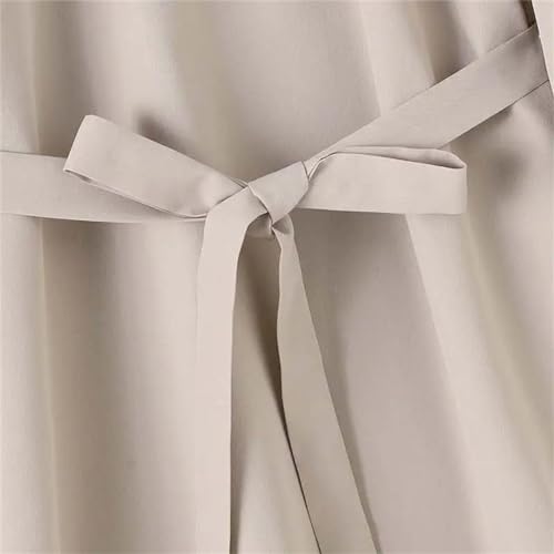 Women Shirt Dress Vintage Solid V-Neck Long Dress Spring Long Sleeve Belted Dress Office Lady Midi Dresses4