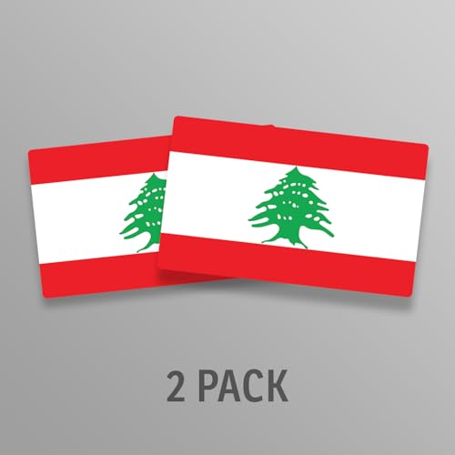 Image of World Country Flag Decal Stickers - Two Pack - for Cars Windows Bumpers Laptops Tablets Tumblers Cups Walls (Lebanon)
