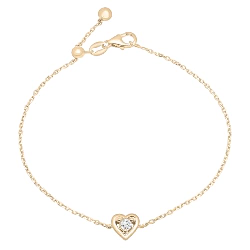 Timeless Love 1/10 CTTW Diamond Bolo Bracelet for Women, 14K Gold Vermeil Diamond Solitaire, Adjustable 6.75
