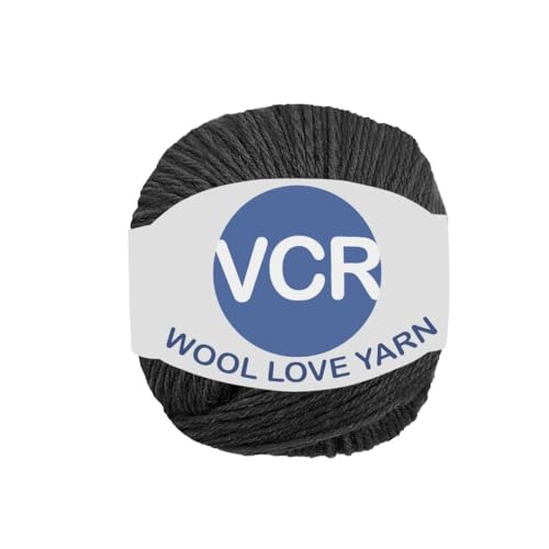 Image of VCR Black Yarn, 25 Grams Hank, 85 Meters Length, 100% Merino Wool, Pack of 1, Shrink-Resistant Soft, Warm and Premium Wool Yarn for Knitting, Crochet and Craft Projects