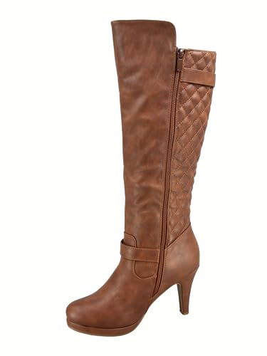 TZ Zone-6 Women's Knee High Fashion Stiletto Heeled Round Toe Platform High Heel Boots3