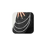 Zehope Layered Pant Chains Silver Goth Jean Chain Punk Hip Hop Wallet Chain Biker Pocket Chain Heavy Keychains for Women and Men