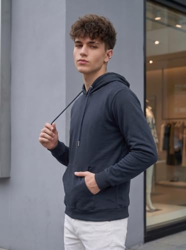 Image of HOODMASTER Unisex Fleece Hoodie Sweatshirt with Pockets Full Sleeves Regular Fit Solid Pattern Hooded Neck and Standard Length | Hoodies for Men & Women