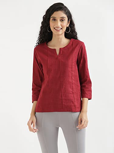 Image of SAADAA Everyday Cotton Top | Women's Regular Solid Color Top | Casual /Office Wear