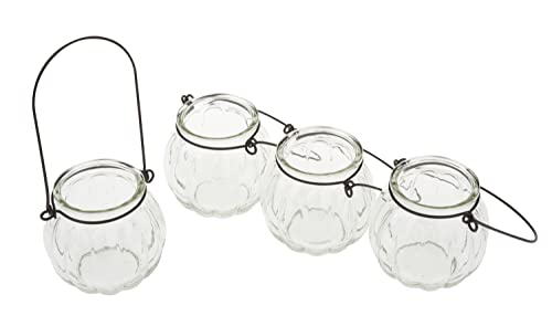 VBS Photophore en verre avec anse, 4 pièces