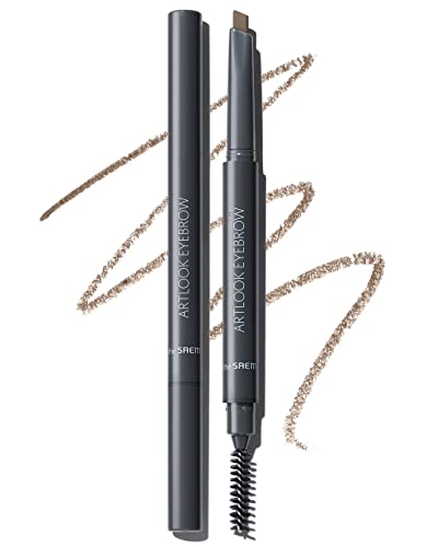 Image of THESAEM Artlook Eyebrow Definer Pencil with Spoolie Brush 01 Brown - Long Lasting Eyebrow for Soft Textured Eyebrow Makeup with Vitamin E - Triangular Pencil