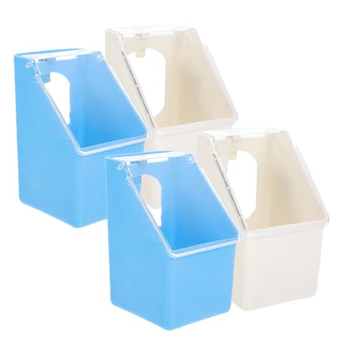 Gadpiparty Comedero Colgante para Palomas y Codornices 4 Unidades 2 Azul 2 Blanco Plástico PP Ligero a Prueba de Salpicaduras Adecuado para Jaulas de Aves Pequeñas