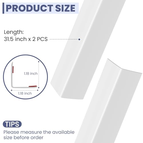 Image of 2PCS Wall Corner Protectors Guards - Self Adhesive Corner Protector & Corner Guards for Walls Edge Protection, Easy to Apply - No Tools Needed(Pure White, 31.5 inchx1.18 inch)