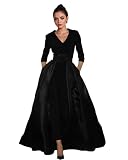 Mother of The Bride Dresses Pant Suits V Neck Formal Jumpsuits Outfit Sets for Wedding Detachable Skirt Black