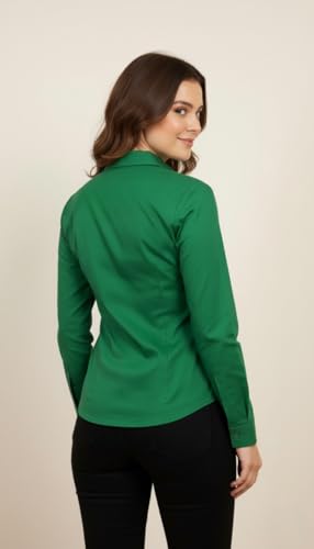 Image of modny Women Formal Cotton Shirt | Full Sleeve Regular Fit with V-Shape Collar | Stylish Casual & Office Wear Shirt | Available in Plus Sizes