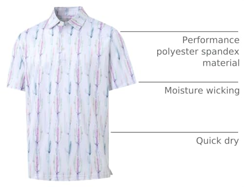 Image of Golf Shirts for Men Dry Fit Short Sleeve Print Performance Moisture Wicking Polo Shirt