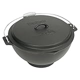 Bayou Classic 7419 3-gal Cast Iron Jambalaya Kettle w/ Lid Features Coil Wire Handle Domed Lid Perfect For Traditional New Orleans Gumbo Etouffee Jambalaya and For Simmering Batches of Chili Soup Stew