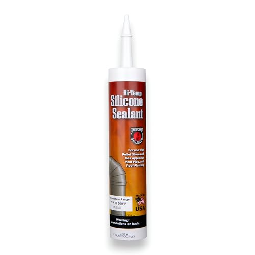 Meeco's Red Devil 601C Clear High-Temperature Silicone Sealant for Pellet Stove Flues & Gas Vent Pipes (10.3 fl oz Cartridge) - Ready to Use - Made in The USA