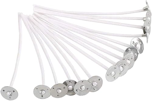 TGBoBiFiveY Cotton Candle Wicks 6" with Metal Tabs 6 Inch Set for DIY Wicks for Candlemaking 100 Piece