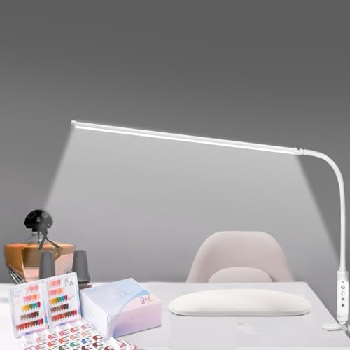 CGBE 60cm Lampe Onglerie Table: 360 ° Flexible Lampe Pince de Bureau LED Anti-éblouissement pour Prothésiste Ongulaire - Luminosité Réglable - Contrôle...