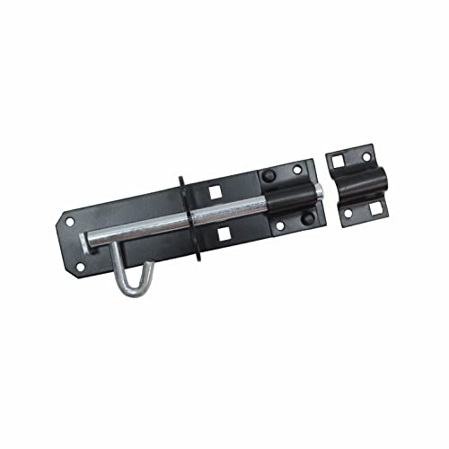 SUL Padbolt Heavy Duty Brenton Bolt Type 2A Sliding Gate Bolt Locakable padbolt 150mm for Shed Doors Gate Lock & Outhouse Doors Black Gate Bolt 150mm (6 Inch) (1 PK)