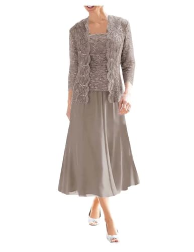 Women's 2 Piece Mother of The Bride Dresses with Jacket Mother of The Groom Dresses for Wedding Guest Dress