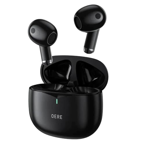 QERE Écouteurs intra-auriculaires TWS stéréo Hi-Fi étanches IPX5 Bluetooth 5.3 à faible latence (noir)