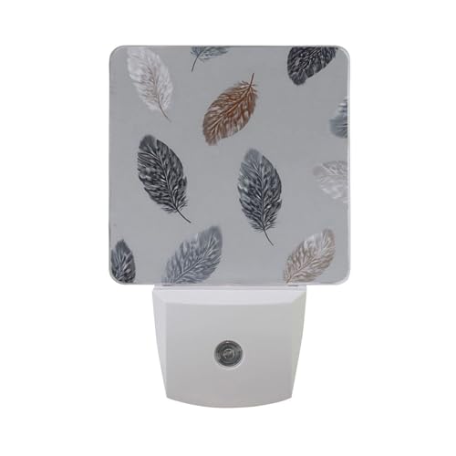 Luz Nocturna LED Sensor Gris con Diseño Pequeñas Plumas miniatura 7