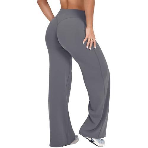 TRYTO SoftMotion Straight Leg Bottoms Women Workout Leggings Fitness Gym Outdoor Sports Yoga Pants Ash Grey, Medium