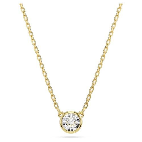Swarovski Colgante Imber, Talla redonda, Blanco, Baño tono oro