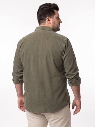 Image of Urbano Plus Men's Corduroy Full Sleeve Regular Fit Solid Overshirt with Utility Pockets