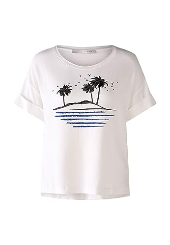 Oui Damen Sweatshirt mit edler Deko, Handstickerei Boxy geschnitten...