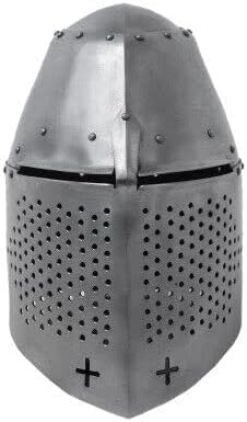 Medieval Templar Crusader Helmet Greek Knight Armor LARP Replica SCA Battleworn Helmet for Home Décor & Cosplay