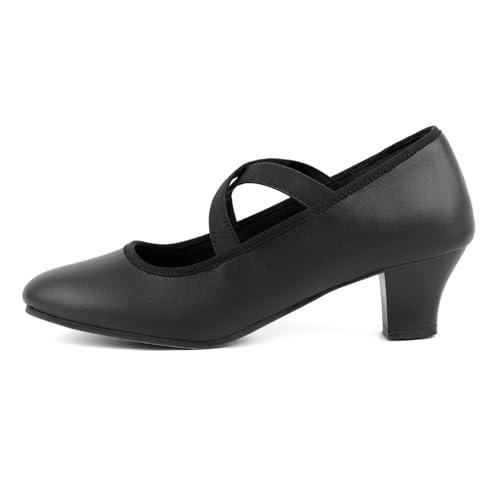 Character Shoes for Women Dance Shoes with Elastic Strap for Ballroom,Salsa,Tango2