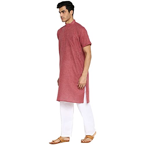Image of Royal Kurta Mens Linen Half Sleeved Long Ethnic Kurta
