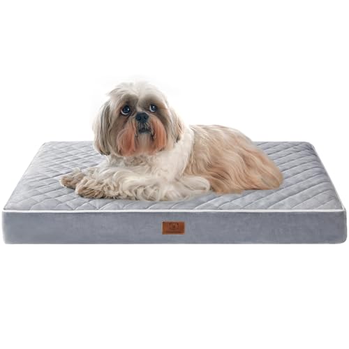 Image of WNPETHOME Orthopedic Dog Bed for Large Dogs - Extra Large Waterproof With Removable Washable Cover & Anti-Slip Bottom, Egg Crate Foam Pet Mat, Multi-Needle Quilting XL Crate Bed