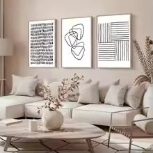 weiyiwang Set di 3 poster astratti minimalisti in bianco e nero su tela per soggiorno e camera da letto, decorazione moderna per la casa (50x70 cm x 3/cornice)