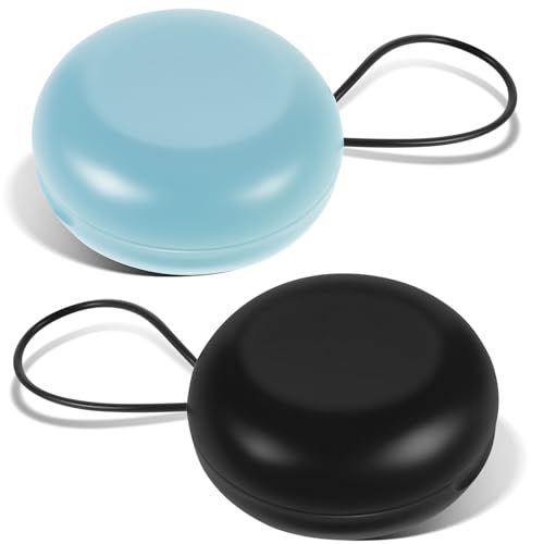 JJUNW 2pcs Earplug Cases Ear Plug Carrying Cases Mini Portable Earplug Case Round Potable Ear Plug Holder with Lanyard Portable Mini Storage Case for Business Trip Storage Earbuds Trinkets Pills(2)