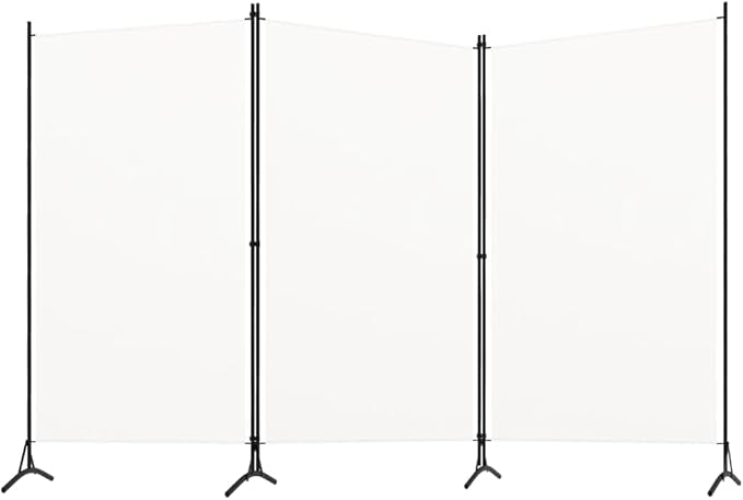 vidaXL Biombo Divisor de 3 Paneles, Biombo Plegable, Separador de Ambientes, Pantalla de Privacidad para Salón Oficina Jardín, Tela Blanco 260x180 cm