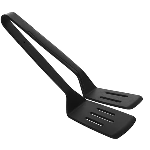 FUNNETOYU Pinzas Cocina Silicona y Acero Inoxidable Resistente al Calor Multifunción para Voltear Pescado y Asar Carne Herramienta Esencial para Barbacoa Lavavajillas Color Negro