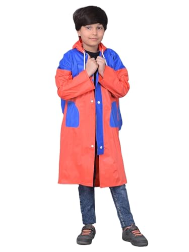 Image of Dollar Rainguard Kids' Full Sleeve Solid Long Raincoat With Adjustable Hood and Pocket