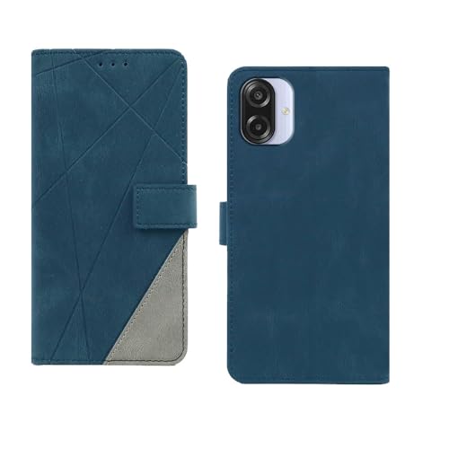 Image of amazon basics Samsung Galaxy M07 5G Flip Cover | Card Pockets Wallet & Stand | Flip Cover for Samsung Galaxy M07 5G (Blue with Grey)