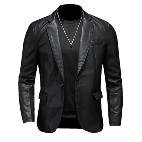 Men's Casual Leather Dress Suit Coat Casual Pu Blazer Jackets