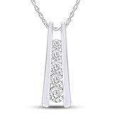 SAVEARTH DIAMONDS 1.25 Carat Round cut Lab Created Moissanite Five Stone Journey Bar Pendant Necklace In 14k White Gold Over Sterling Silver Jewelry With 18' Chain, Gift For Her