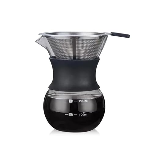 WSQHAO Cafetera de goteo con filtro acero inoxidable. cristal funda silicona para Café(200 ml)