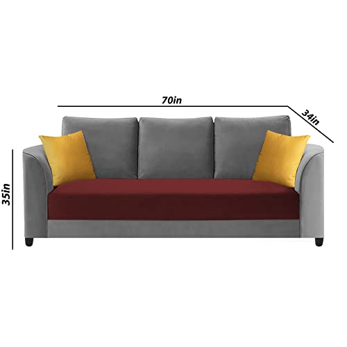 Image of Francis 3 Seater Sofa Set for Living Room (Maroon Grey Fabric)
