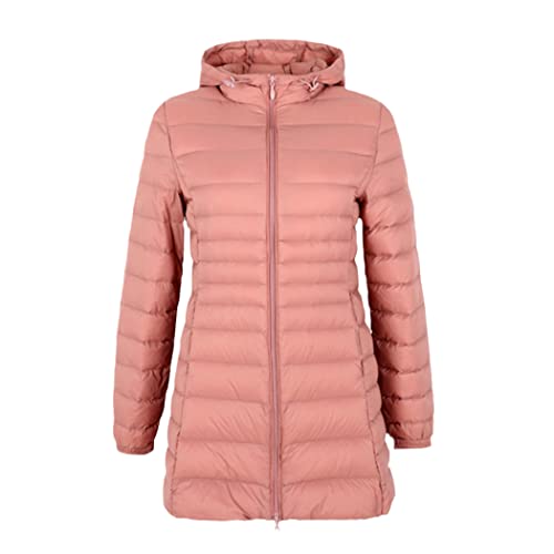 Veste longue coupe-vent chaude en duvet de canard femme rose 4XL