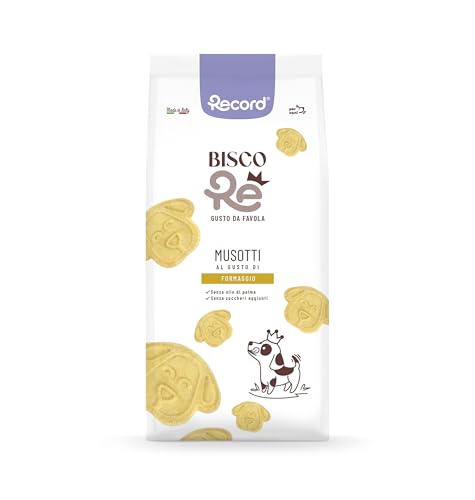 Record - BiscoRe Biscotti per Cani al Formaggio, formato da 1kg. Snack Croccanti e Naturali, Cotti al Forno, Senza Conservanti né Olio di Palma, Leggeri, Digeribili e Gustosi