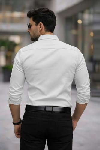 Image of Nexora Men's Slim Fit Formal Shirt, Cotton, Full Sleeve, Spread Collar, Breathable, Office