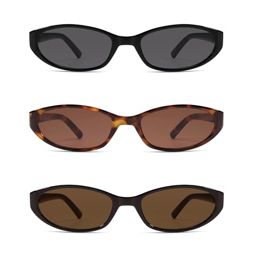 Image of Retro Oval Sunglasses Womens Mens Y2k Trendy Cateye Shades AR82299 | Narrow Round Cute Sunnies,90s 2000s Cool Skinny Frame