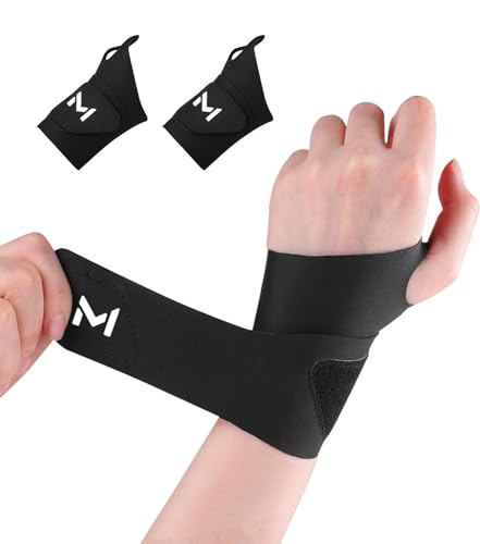 Image of 2 Pcs Soft Wrist Brace, Adjustable Wrist Support for Sprains, Fitness, Sports,Carpal Tunnel, Weightlifting, Wrist Compression Strap Pain Relief Wear Anywhere, Fits 6 inch to 8.3 inch (Black)